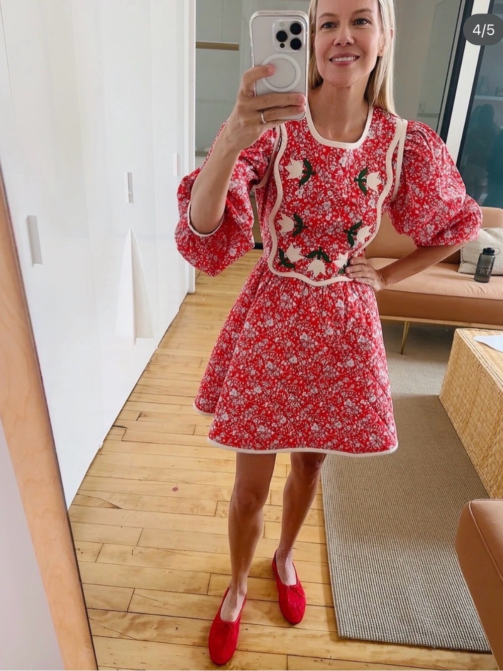 Loeffler Randall Laney - Quilted Puff Sleeve Dress